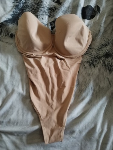 Women nude backless bodysuit - nude,