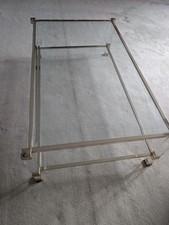 Pierre Vandel Paris Gold Metal And Glass Coffee Table And Two Side Tables