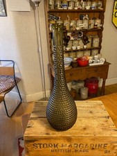 Vintage Olive Green Empoli Italian Glass Hobnail Genie Bottle – Great! –