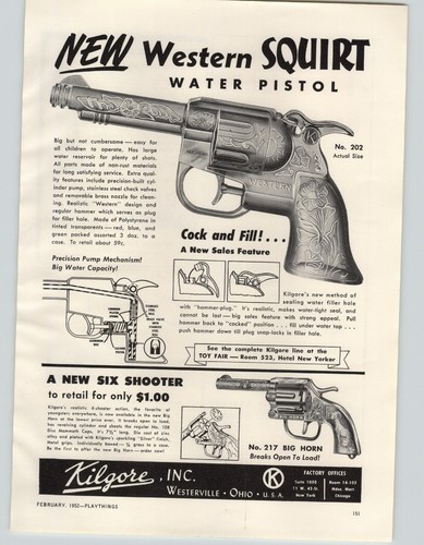 1952 paper kilgore toy cap - ad,