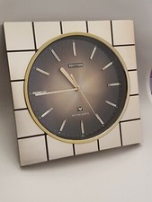 Vintage Rhythm Square Wall Clock Gold & Brown Original 1970s (B2)