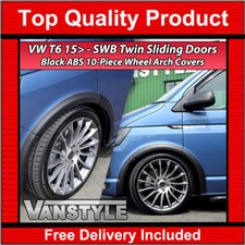 FOR VW T6 TRANSPORTER CARAVELLE 15> BLACK WHEEL ARCH COVER SWB TWIN SLIDING DOOR