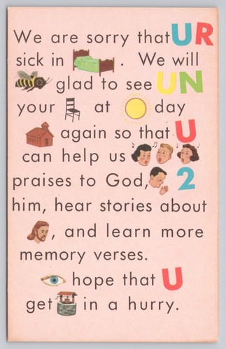 Vintage litho usa get well - litho,