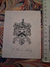 19th cent Armorial EX-LIBRIS BOOKPLATE ~ J Harsen Purdy Of New York