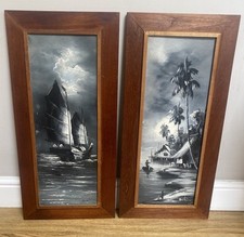 2 Framed Oil Paintings Chinese