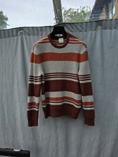M&S Orange Striped  Soft Ribbed Knit Jumper UK L