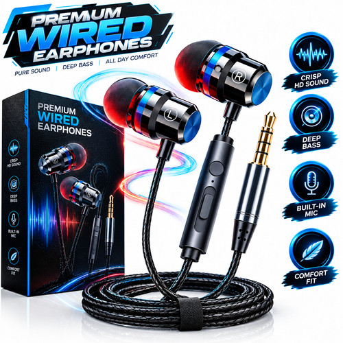 Earphones headphones wired for - earphones,