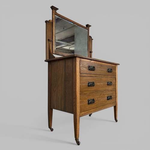 Edwardian oak dressing table - edwardian,