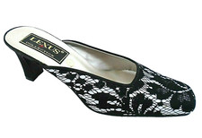 LEXUS BLACK TEXTILE HEELS SLIP-ON LADIES SHOES WOMANS UK 5 - EUR 38