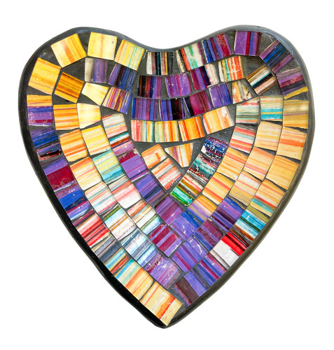 Purple gold heart mosaic bowl - purple,