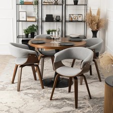 Elite LINO Round Dining Set with 4 GARY 2 Chairs - Walnut/Black