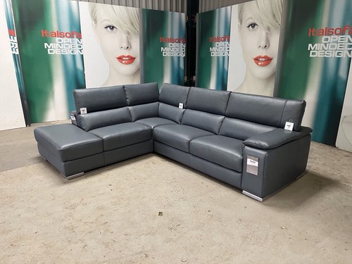 Modern grey leather italian - grey,