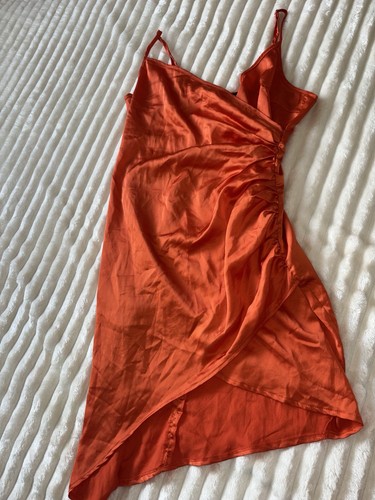 Orange satin draped pretty - satin,