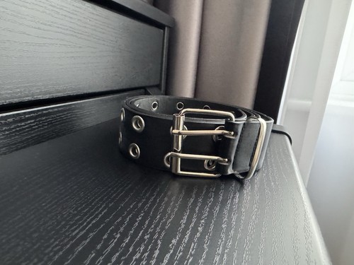 Black double eyelet - belt, 110cm
