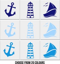 Bathroom Tile Stickers Transfers ANCHOR LIGHTHOUSE SAILBOAT Nautical Vinyl Wall