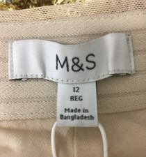 M&S Women's Trousers Gold Wide Leg Sequin Pleat Front Party Zip Lined New F1