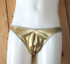 Spandex Underpants Gold Jock Sissy Mens Briefs Shiny Stretch Roleplay BDSM Lycra
