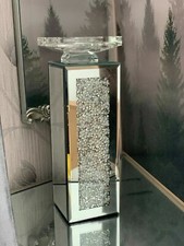 Crushed Diamond Crystal candle holder Tealight holder Clear Silver Mirror Glass