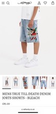 Ed Hardy Men’s “True Till Death” Denim Shorts -Size L (EU 50 / UK 34) 