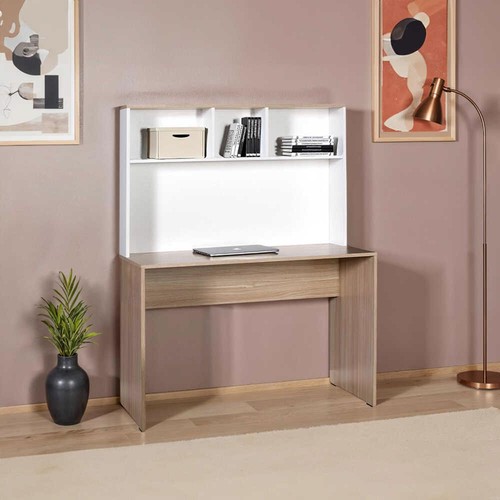 White oak study - white, desk