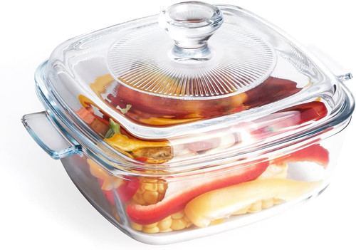 Clear square glass - clear, casserole