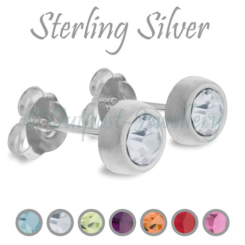 Sterling silver stud crystal - sterling,