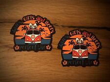 2x Beach Stickers Beach Sun Hippie Beer Old School Bus Retro Vintage Excellent #248