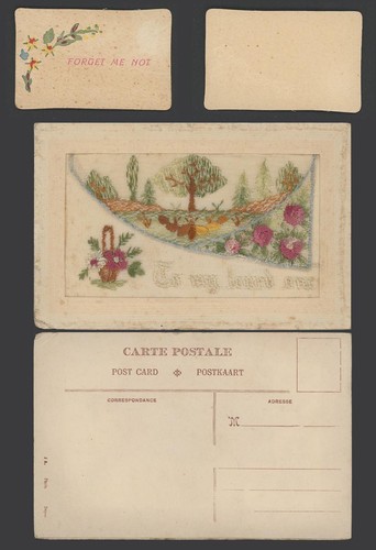 Ww1 silk embroidered old - silk,