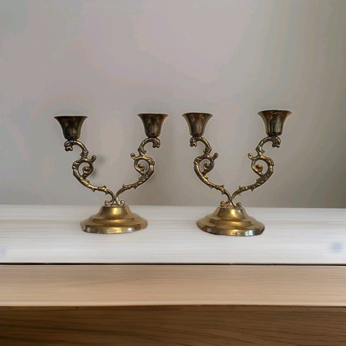 Pair vintage ornate brass - pair,