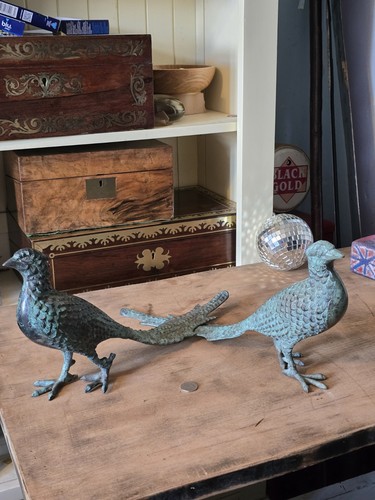 Pair antique bronze - antique, birds