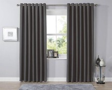 Blackout Eyelet Curtains Black Out Thermal Ring Top Ready Made Curtain Pair