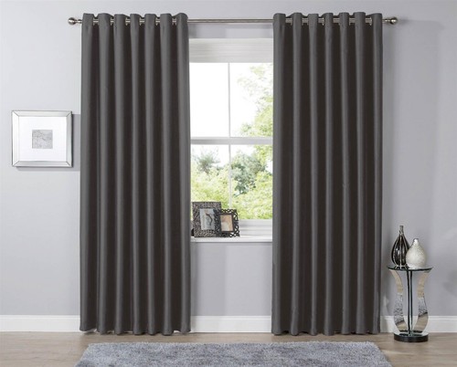 Blackout eyelet curtains black - eyelet,
