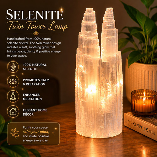 Selenite twin tower lamp led - twin,