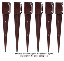 Six Fence Post Spike Holders Drive Down  600 mm 4" 100 mm Like Metpost Holder