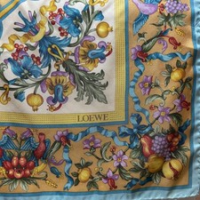 LOEWE Silk Scarf Floral Beige