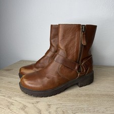 Alegria Charlotte Brown Leather Ankle Booties Double Zipper Womens Size 41 / 10