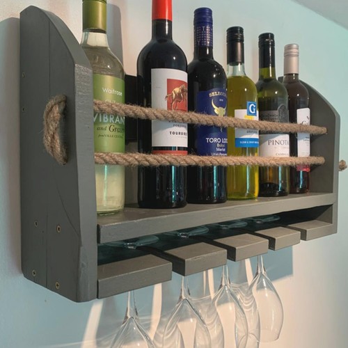 Grey wine rack painted - rack,