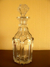 ANTIQUE   PANEL/FACETED  DOUBLE RING NECK NELSON STYLE DECANTER  PLEASE READ