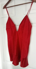La Senza Lingerie Sexy Red Nightdress Plunged neckline Diamant Across Vneck UK10