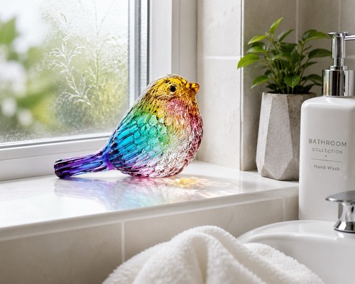 Glass bird ornament decorative - glass,