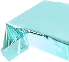 2 Pack Blue Foil Tablecloth Table Cover Shiny Party Table Cloth for Banquet Fest