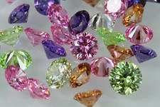 ROUND BRILLIANT CUT CUBIC ZIRCONIA LOOSE GEMS - 9 COLOURS - 6MM & 8MM