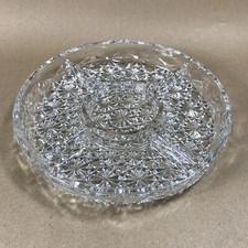 Pressed Glass 5 Compartment Divided Hors D'oeuvres Crudites Dips Serving Dish