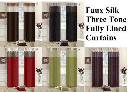 Faux silk lined curtains - lined, three