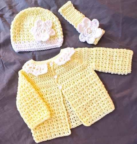 Handmade crochet newborn 3pc - crochet,