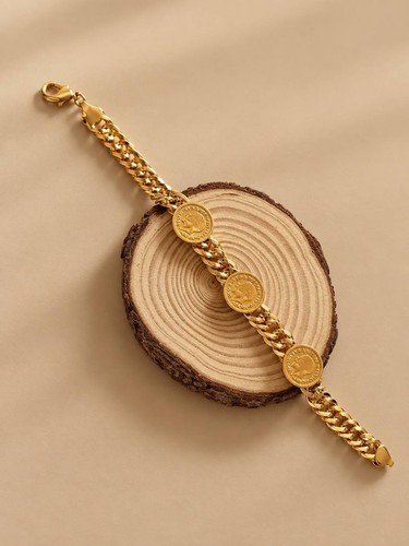 Gold tone link - bracelet, with