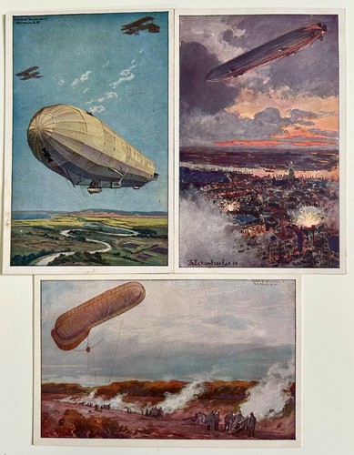 Artist postcard zeppelin - postcard,