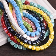 20pcs Shiny Glossy 6mm 8mm 10mm Cube Ceramic Porcelain Loose Beads DIY Jewelry