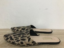 PRIMARK WOMEN'S BLACK/BEIGE SLIP ON MULE HALF SHOE FLAT SANDALS UK SIZE 6 EUR 39