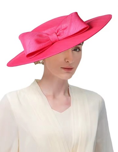 Pink wide brim fascinator hat